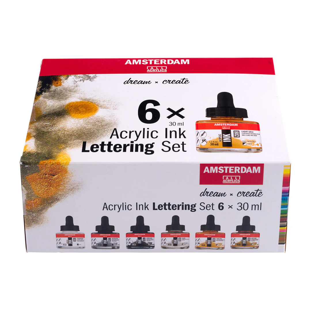Amsterdam All Acrylics Acrylic Ink Lettering Set of 6 30ml - Image 3
