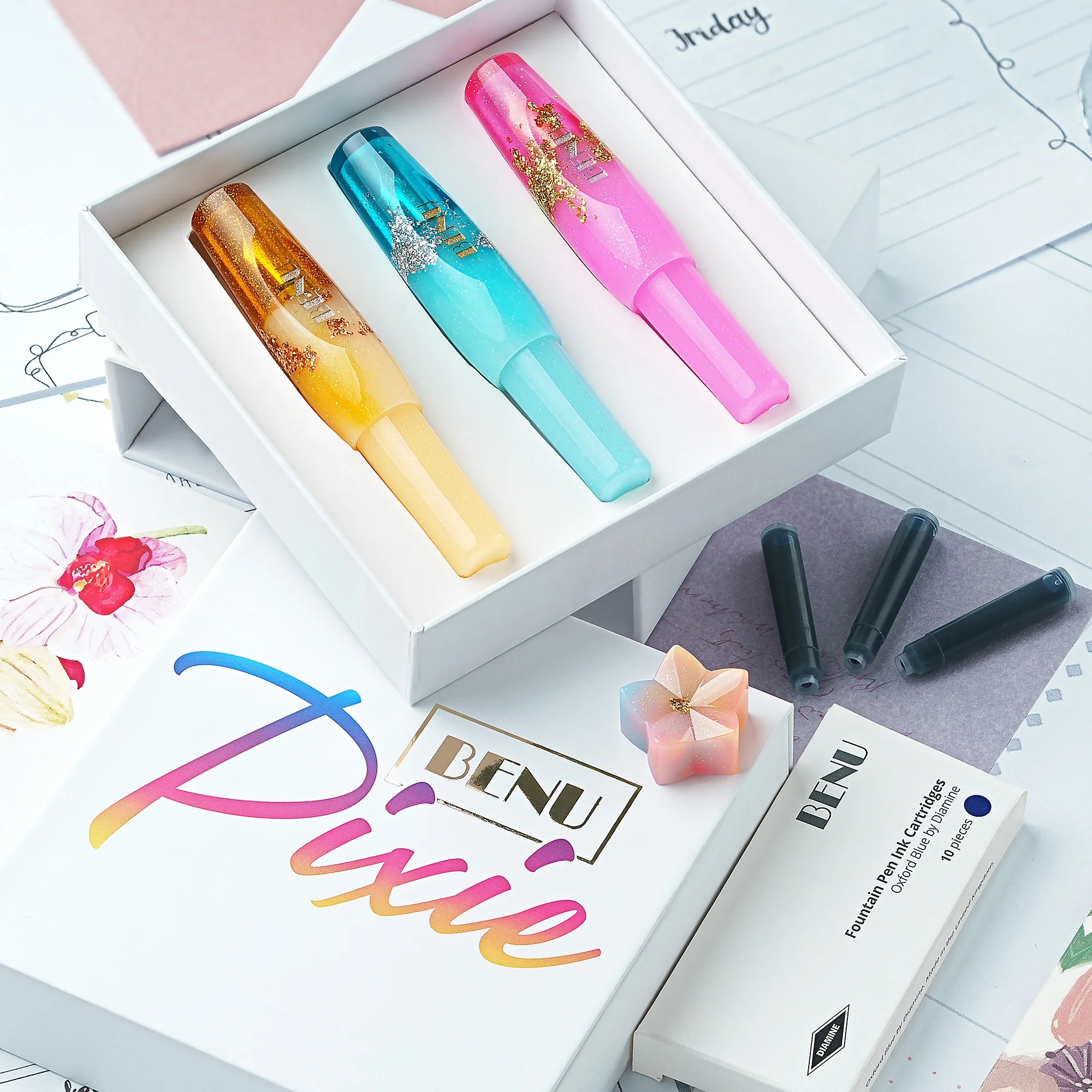 Benu Pixie Pocket Fountain Pen Enchanted Pastels Set of 3 - Image 2