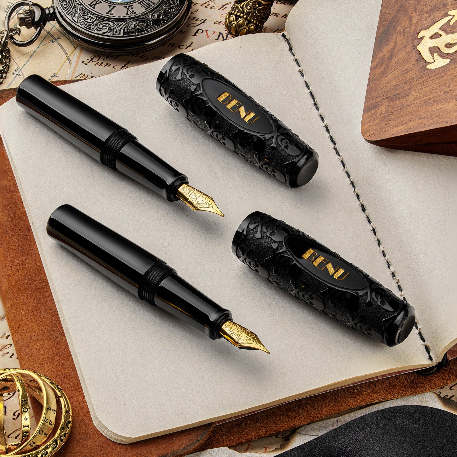 Benu Pixie Pocket Fountain Pen Jolly Roger Deep Black - Image 4
