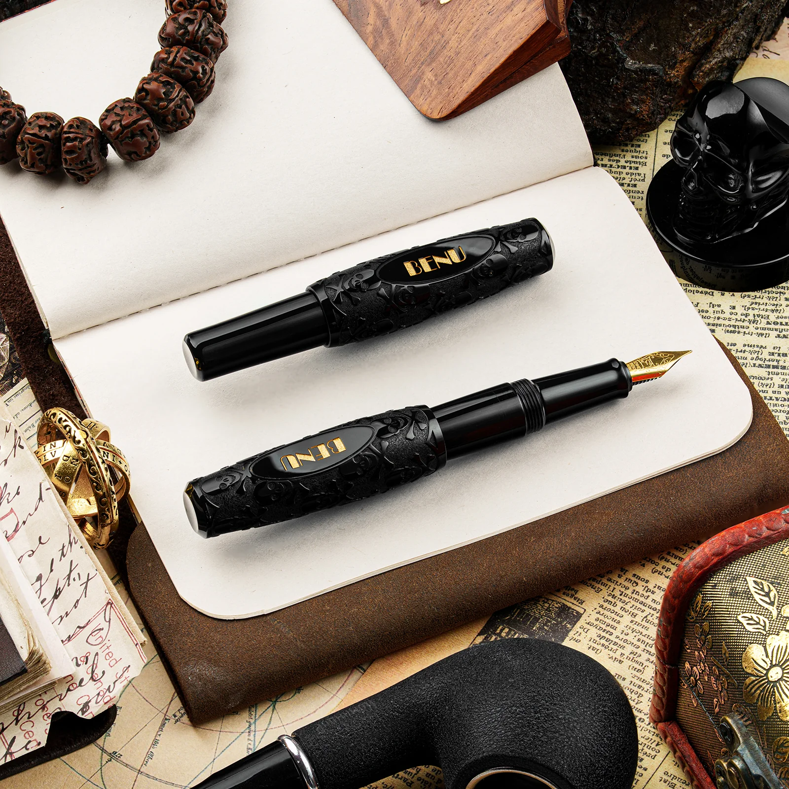Benu Pixie Pocket Fountain Pen Jolly Roger Deep Black - Image 5