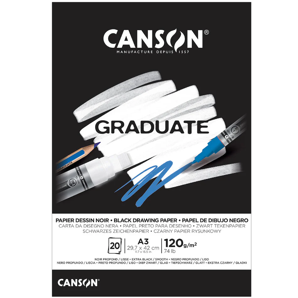 Canson Graduate Black Paper Pad A3