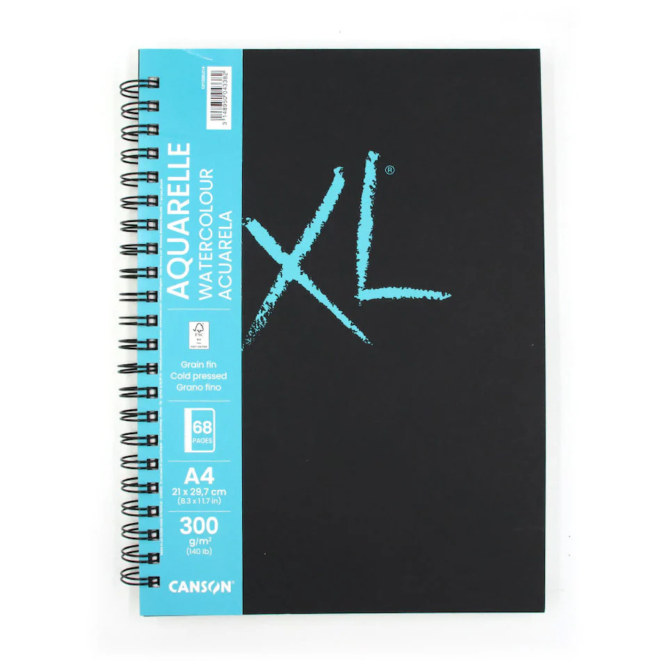 Canson XL Watercolour Cold Pressed Book Wirebound Portrait A4 34 Sheets