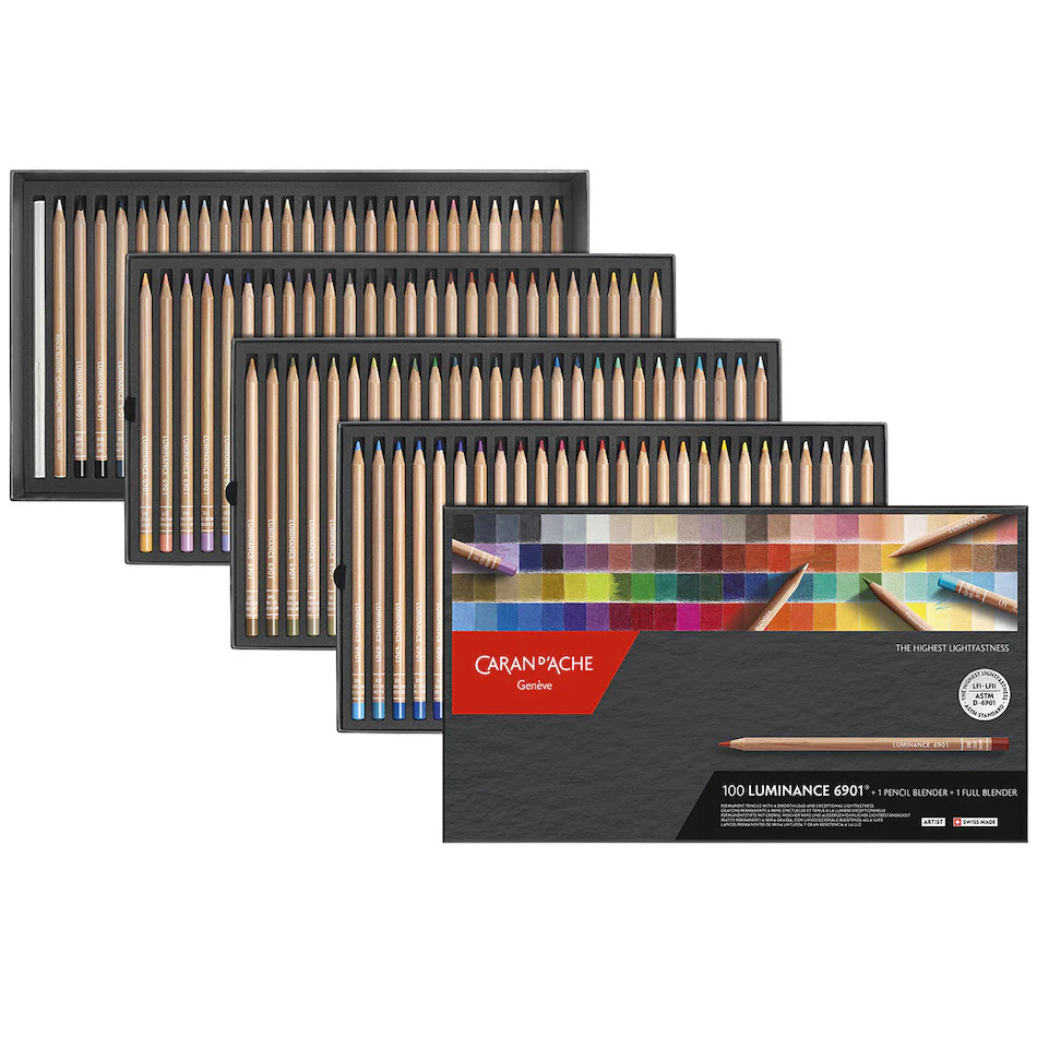 Caran d'Ache Luminance 6901 Professional Permanent Colour Pencil Box of 100 Assorted Coloured Pencils, 1 Pencil Blender + 1 Full Blender - Image 2