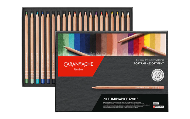 Caran d'Ache Luminance 6901 Professional Permanent Colour Pencil Box of 20 Portrait Colours - Image 2