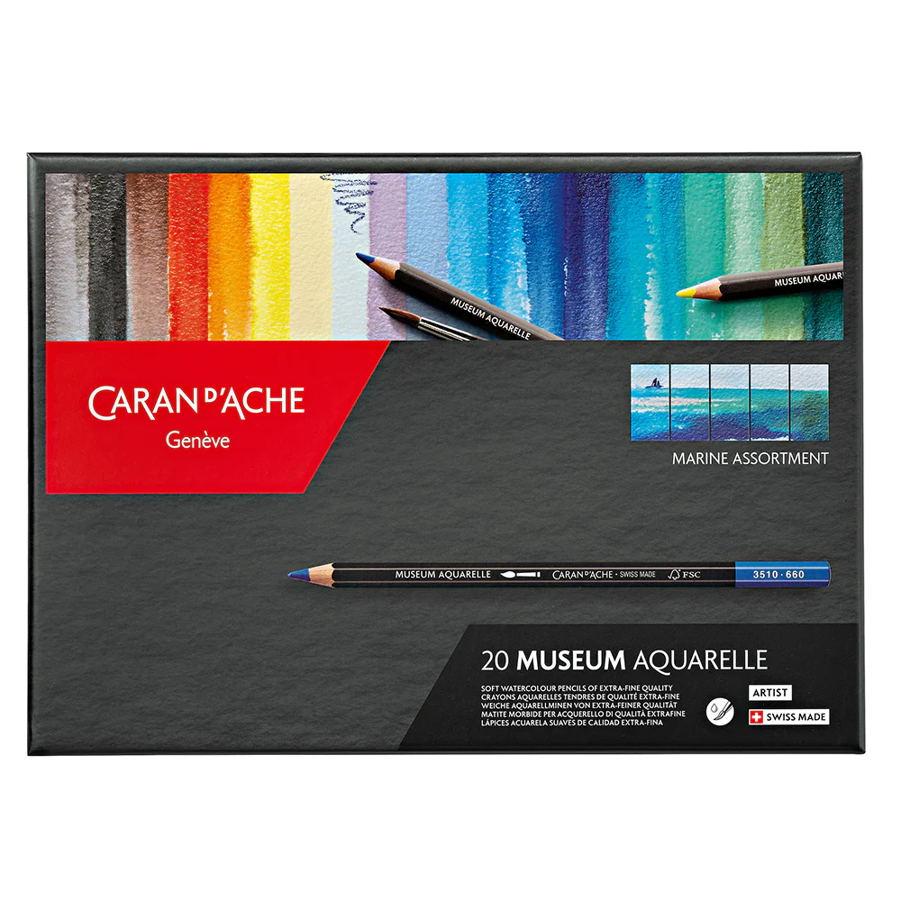 Caran d'Ache Museum Aquarell Watercolour Pencil Box of 20 Marine