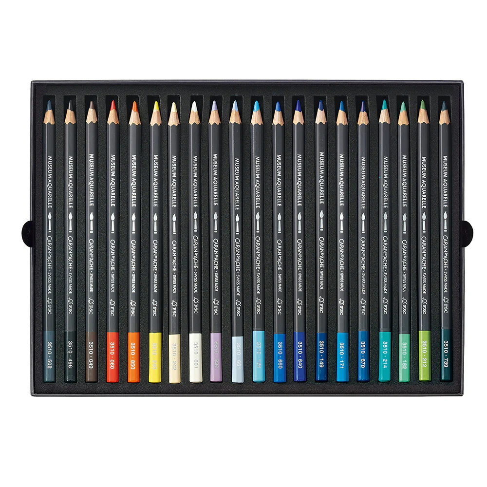 Caran d'Ache Museum Aquarell Watercolour Pencil Box of 20 Marine - Image 2
