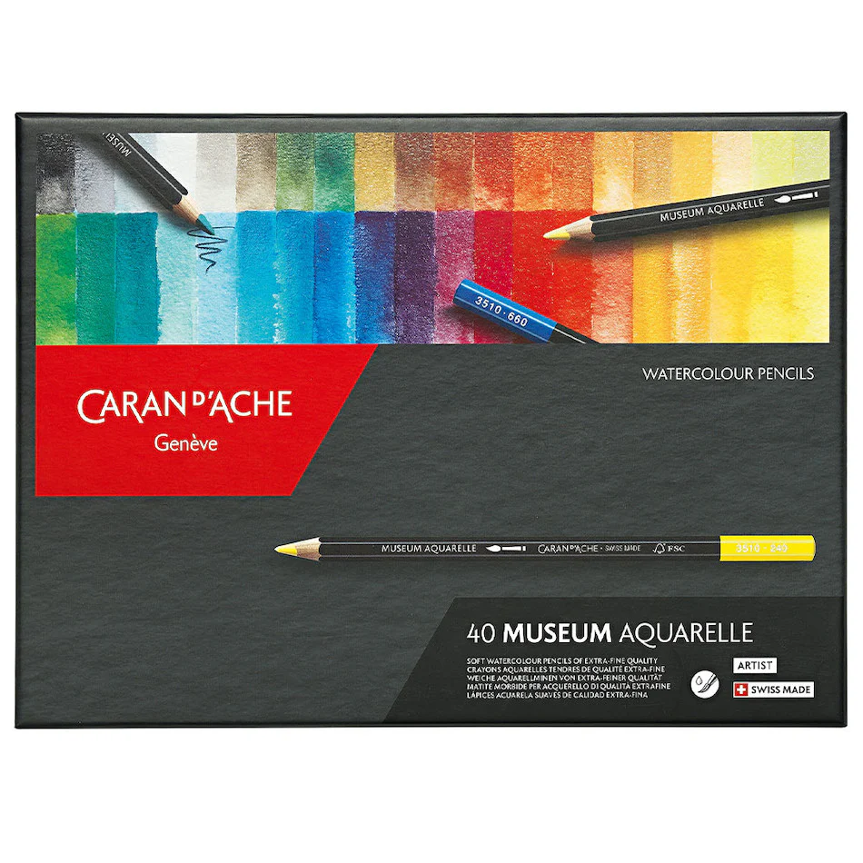 Caran d'Ache Museum Aquarell Watercolour Pencil Box of 40 Assorted