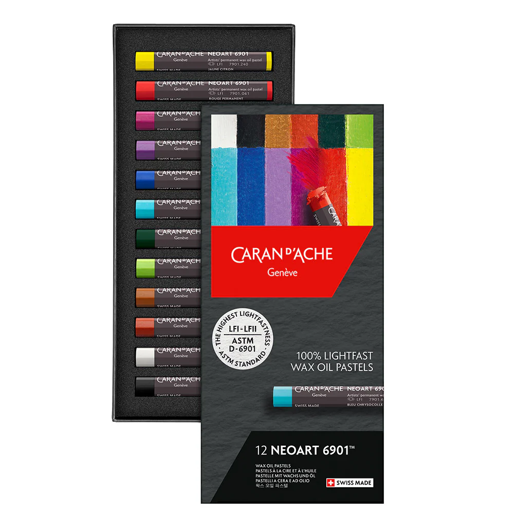 Caran d'Ache Neoart 6901 Professional Water Resistant Wax Oil Pastels Box of 12 - Image 2