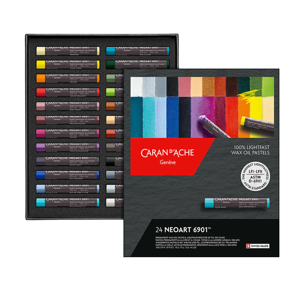 Caran d'Ache Neoart 6901 Professional Water Resistant Wax Oil Pastels Box of 24 - Image 2