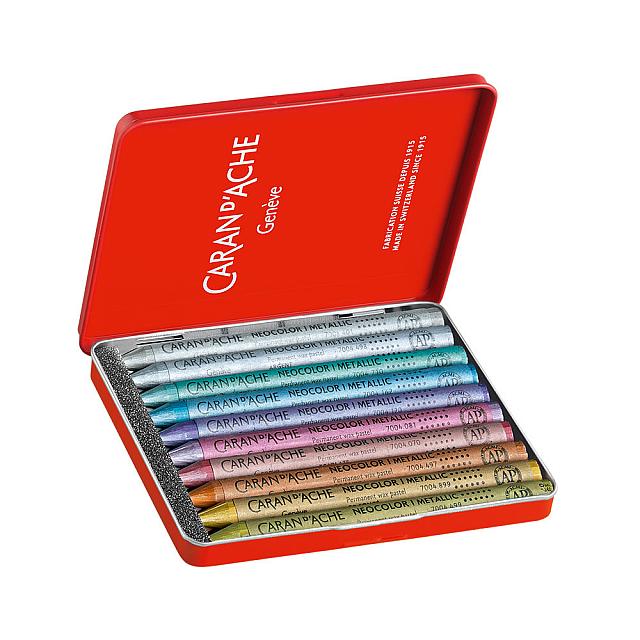 Caran d'Ache Neocolor I Metallic Wax Pastel Set of 10 Assorted - Image 2