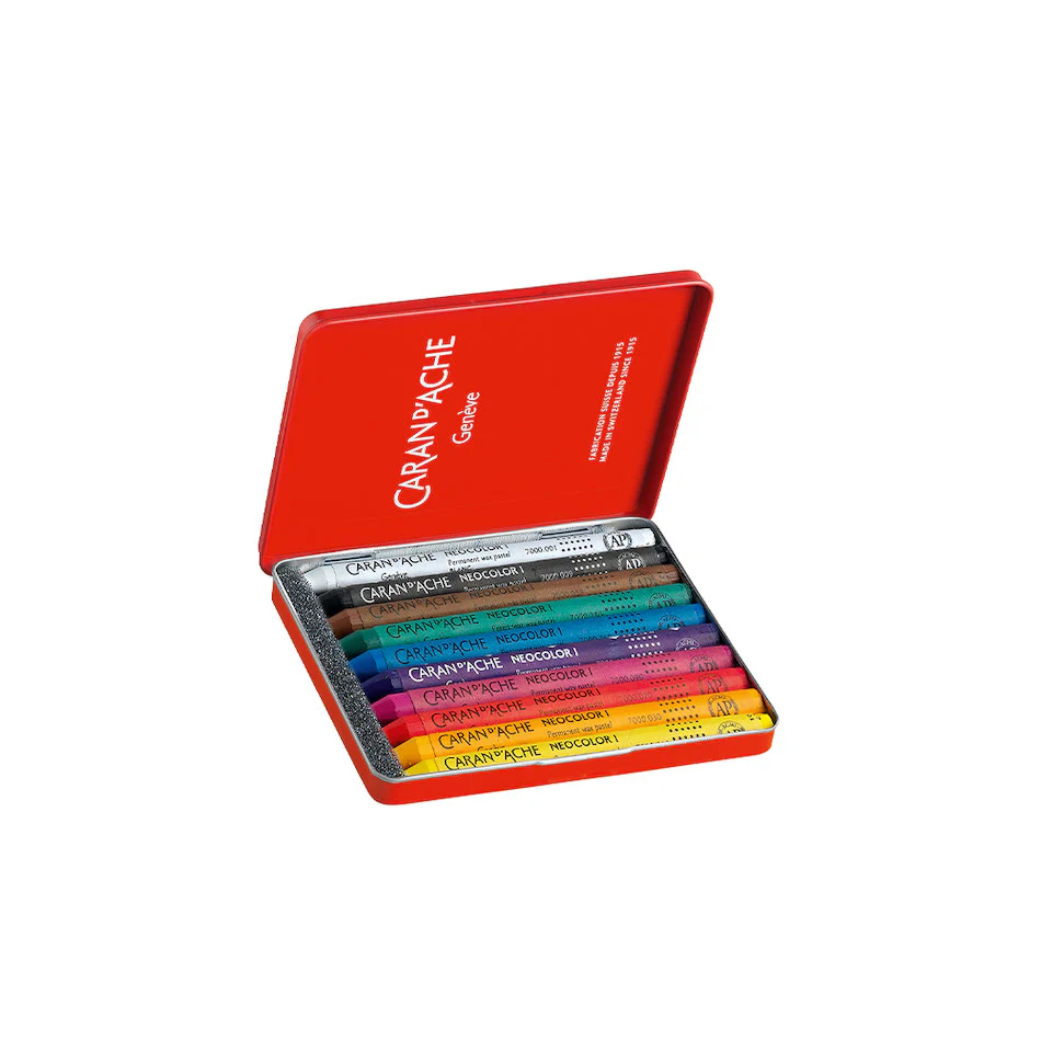 Caran d'Ache Neocolor I Water Resistant Wax Pastels Box of 10 - Image 2