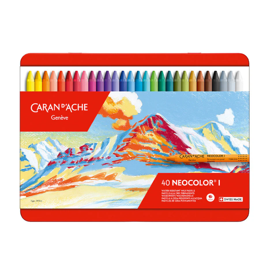 Caran d'Ache Neocolor I Water Resistant Wax Pastels Box of 40