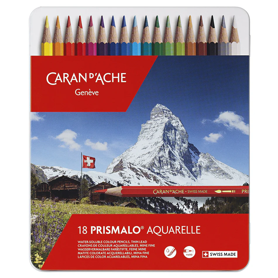 Caran d'Ache Prismalo Water-Soluble Colouring Pencils Tin of 18