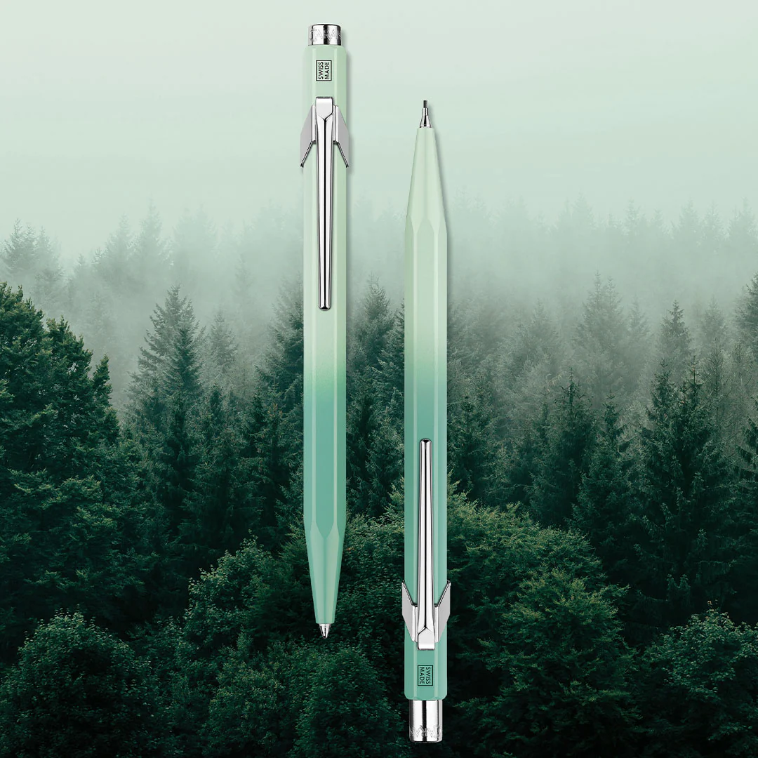 Caran d'Ache Special Edition 849 Ballpoint Pen & 844 Mechanical Pencil 0.5 mm Set Misty Forest - Image 2