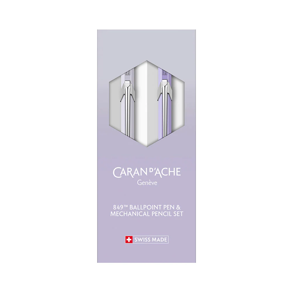 Caran d'Ache Special Edition 849 Ballpoint Pen & 844 Mechanical Pencil 0.5mm Set Blooming Lavender - Image 2