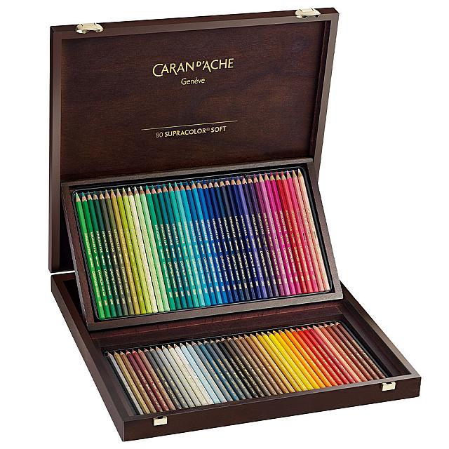 Caran d'Ache Supracolor Water Soluble Pencils Wooden Box of 80 Colours