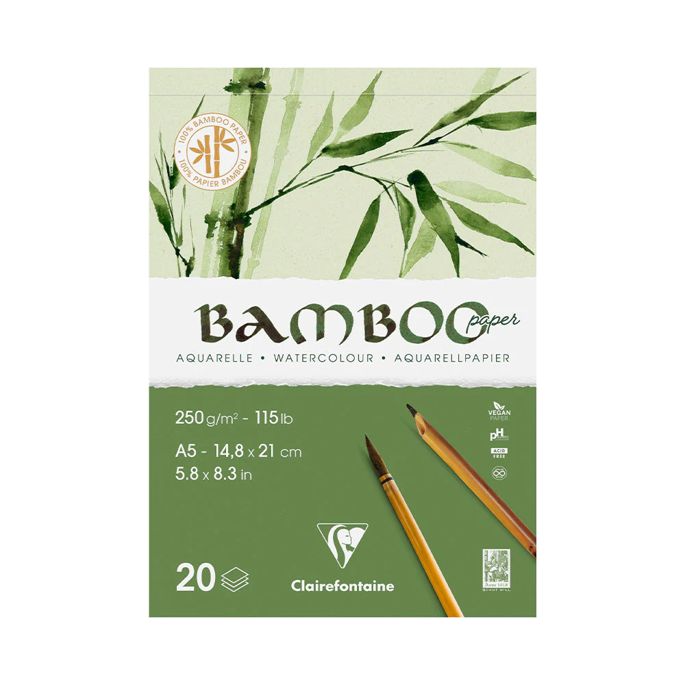 Clairefontaine Glued Watercolour Pad 20 Sheets Bamboo A5