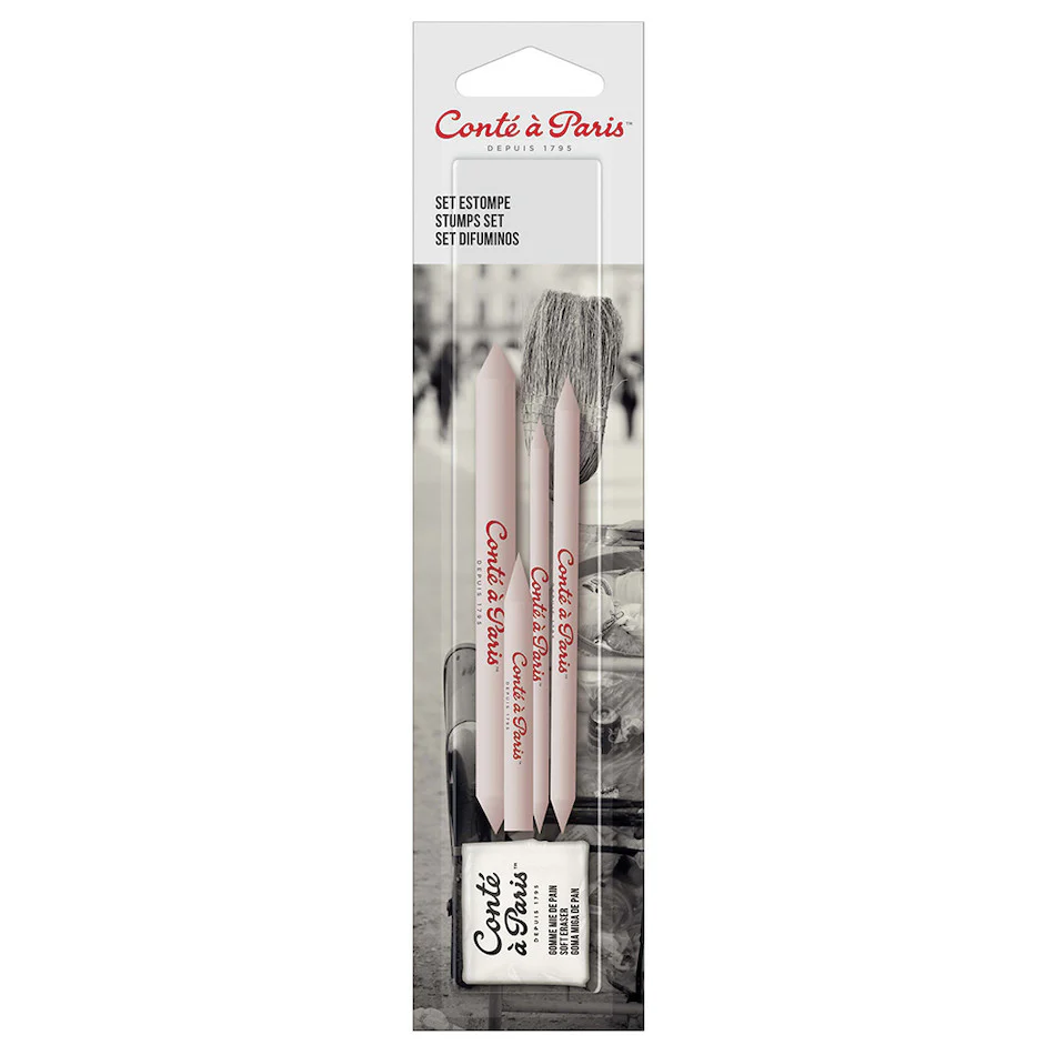 Conté à Paris Accessory Tool Set of 3 Stumps + 1 Putty Eraser