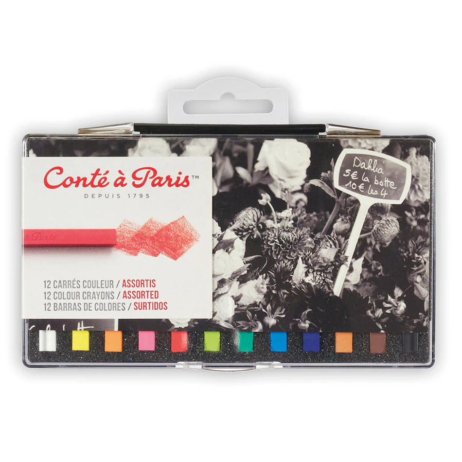 Conté à Paris Carre Colour Crayons Box of 12 Assorted