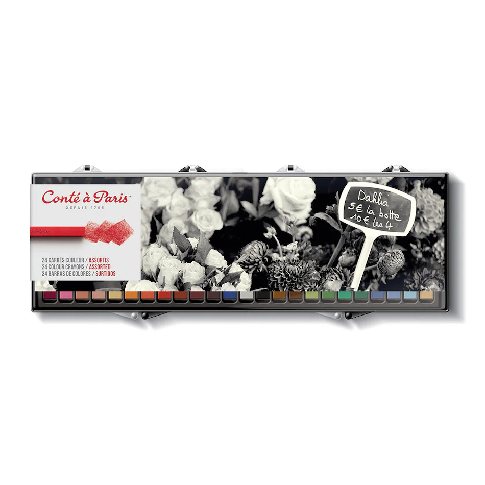 Conté à Paris Carre Colour Crayons Box of 24 Assorted