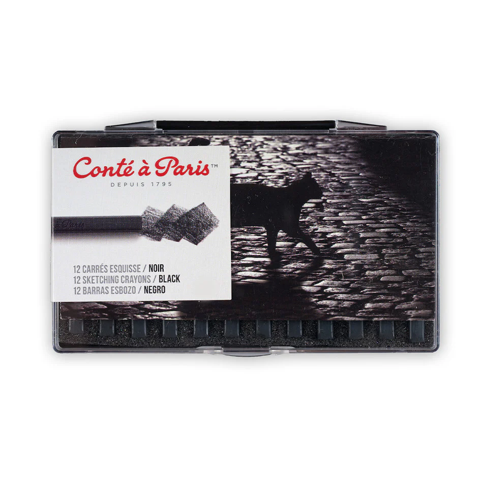 Conté à Paris Paris Carre Sketching Crayons Plastic Box Black B