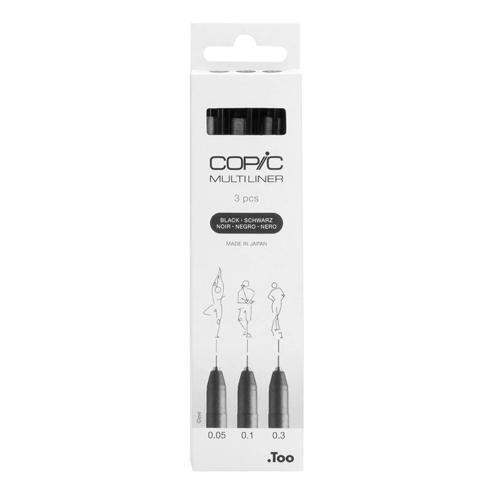Copic MultiLiner Drawing Pen Set of 3 Black - Image 2