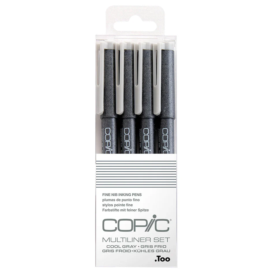 Copic MultiLiner Drawing Pen Set of 4 Cool Grey