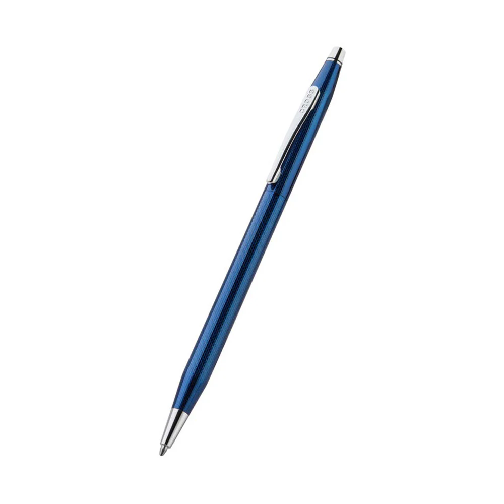 Cross Classic Century Polished Translucent Cobalt Blue Engraved Diamond Pattern Ballpoint Pen - Image 2