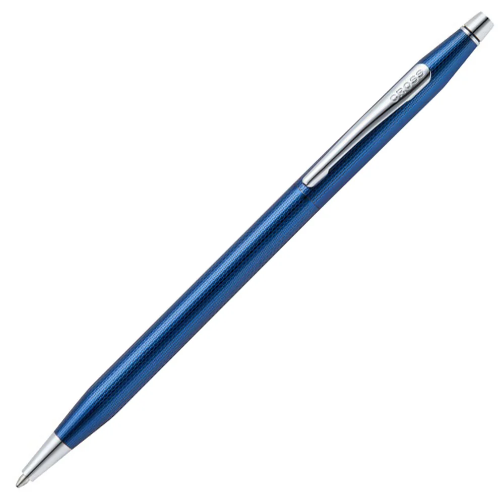 Cross Classic Century Polished Translucent Cobalt Blue Engraved Diamond Pattern Ballpoint Pen - Image 3