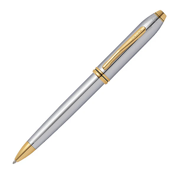 Cross Townsend Ballpoint Pen Medalist Chrome and Gold