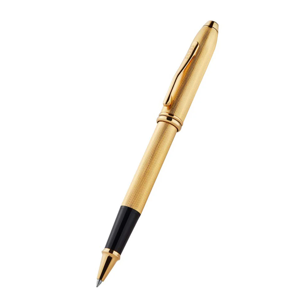 Cross Townsend Polished 23k Gold-plated Engraved Diamond Pattern Rollerball Pen - Image 3