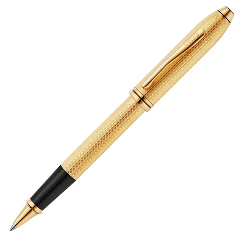 Cross Townsend Polished 23k Gold-plated Engraved Diamond Pattern Rollerball Pen - Image 4