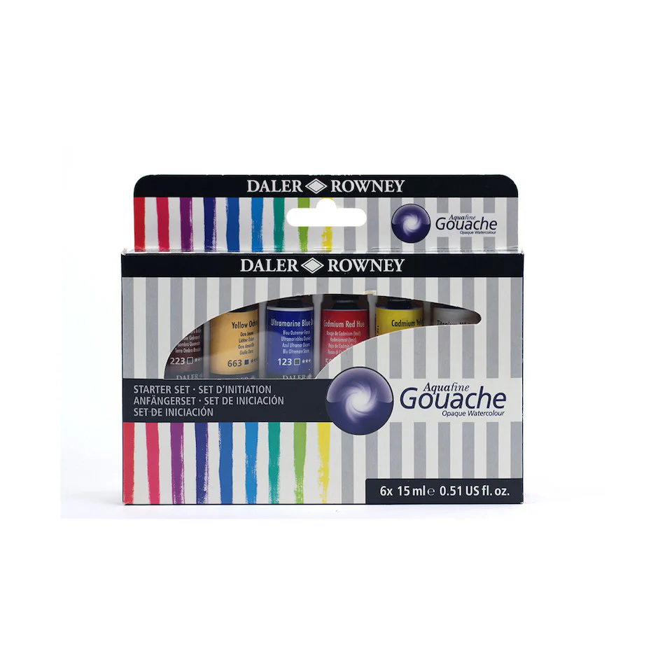 Daler-Rowney Aquafine Gouache Paint 15ml Set of 6