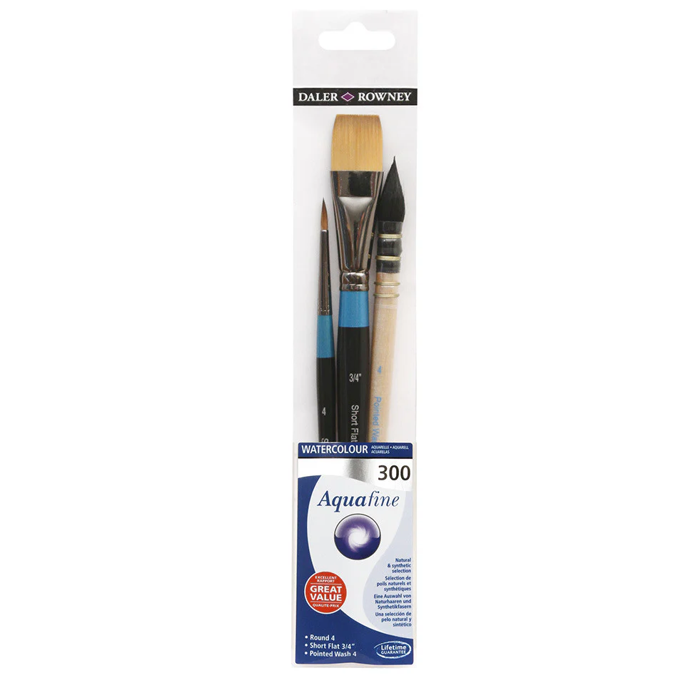 Daler-Rowney Aquafine Watercolour Brush 300 Wallet of 3
