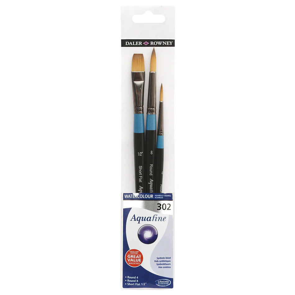 Daler-Rowney Aquafine Watercolour Brush 302 Wallet of 3