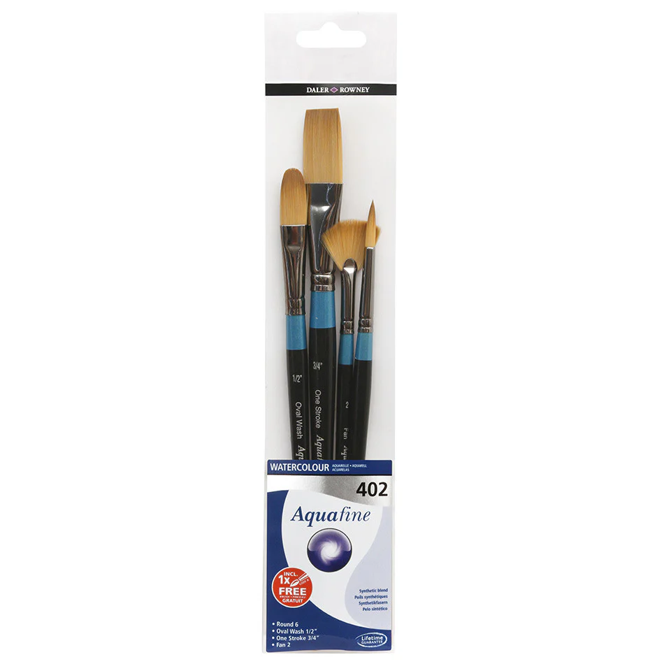 Daler-Rowney Aquafine Watercolour Brush 402 Wallet of 4