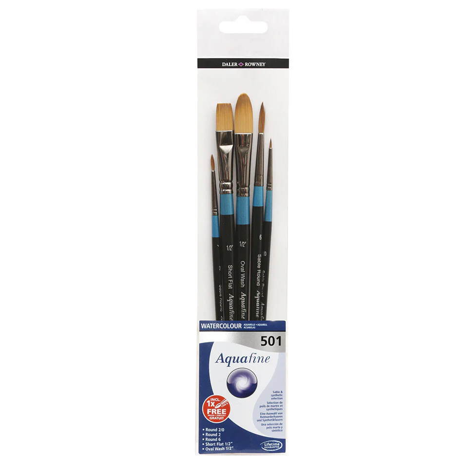 Daler-Rowney Aquafine Watercolour Brush 501 Wallet of 5