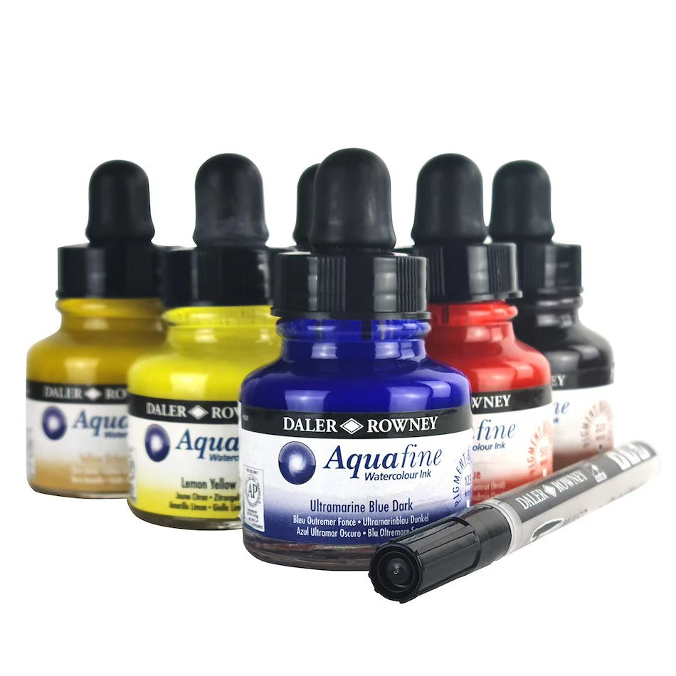 Daler-Rowney Aquafine Watercolour Ink 29.5ml Introduction Set of 6