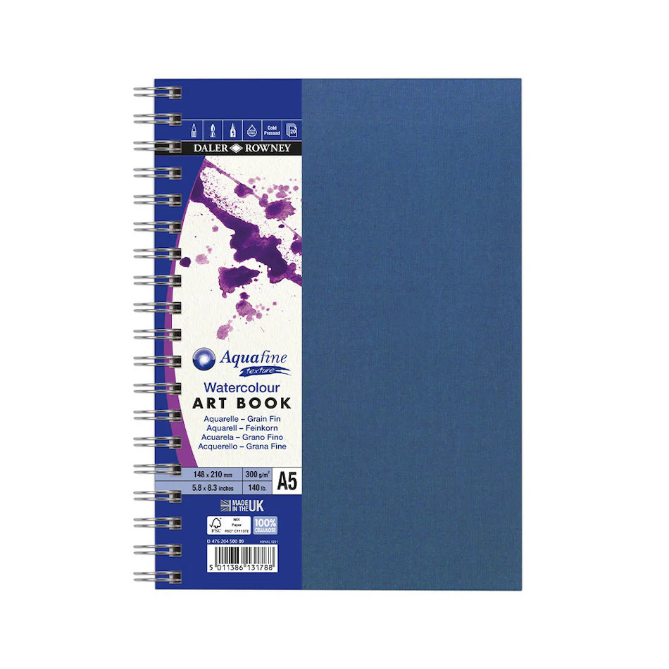 Daler-Rowney Aquafine Watercolour Linen Wirebound Art Book A5 Portrait