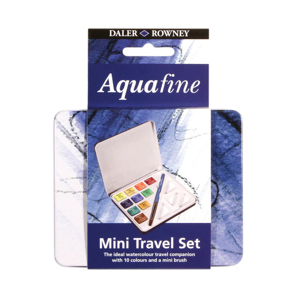 Daler-Rowney Aquafine Watercolour Paint Half-Pans Travel Tin of 10 - Image 2