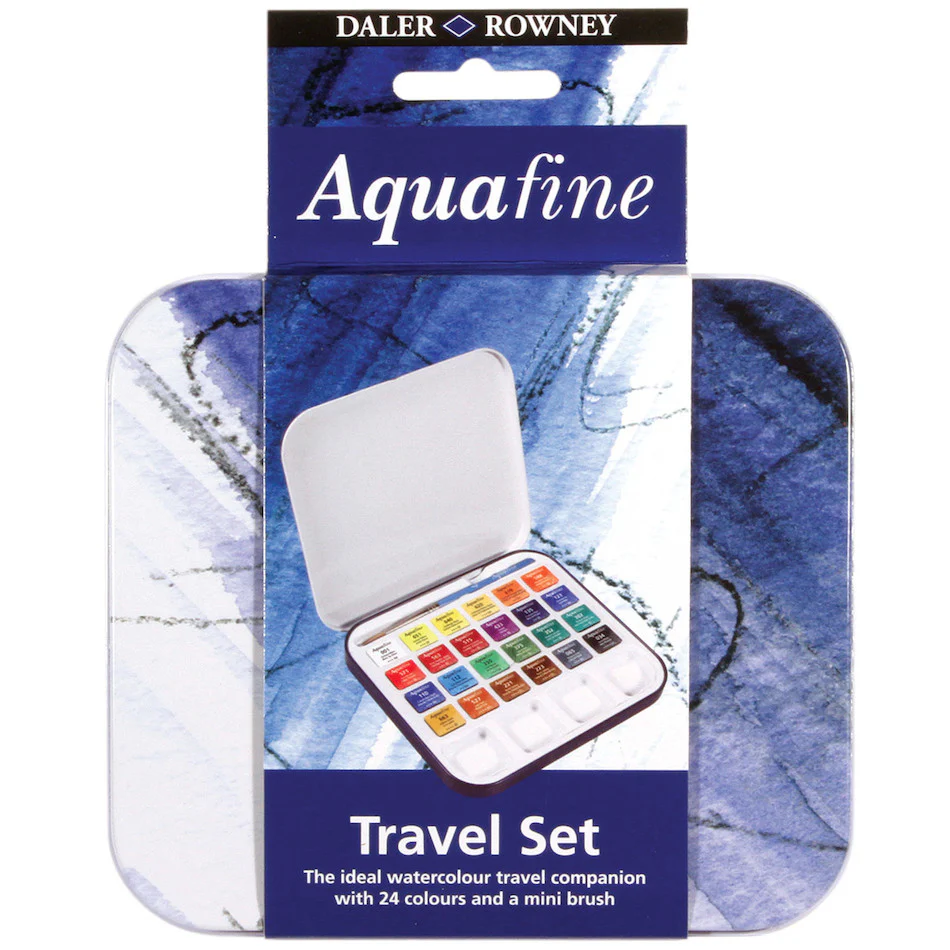 Daler-Rowney Aquafine Watercolour Paint Travel Tin of 24 - Image 2