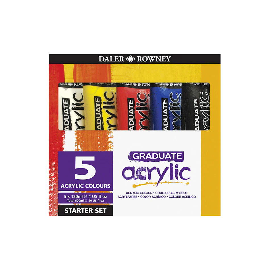 Daler-Rowney Graduate Acrylic Paint 120ml Starter Set of 5