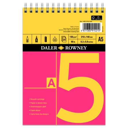 Daler-Rowney Red & Yellow Spiral Pad A5