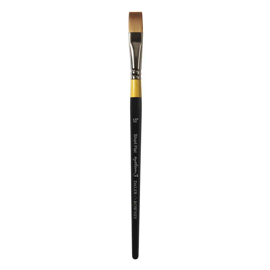 Daler-Rowney System3 Acrylic Brush Short Handle Flat SY55-1/2IN