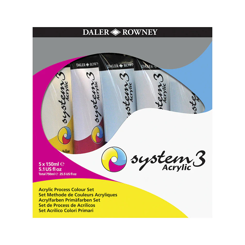Daler-Rowney System3 Acrylic Paint 150ml Process Set of 5