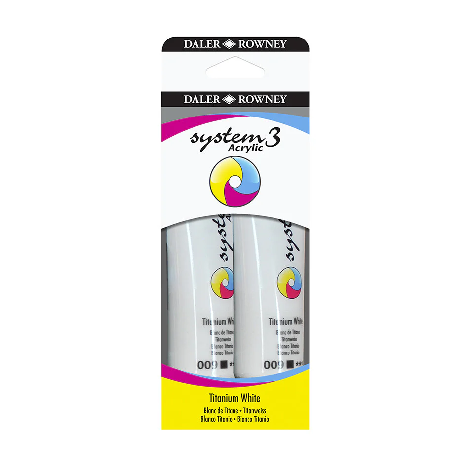 Daler-Rowney System3 Acrylic Paint 150ml Titianium White Set of 2