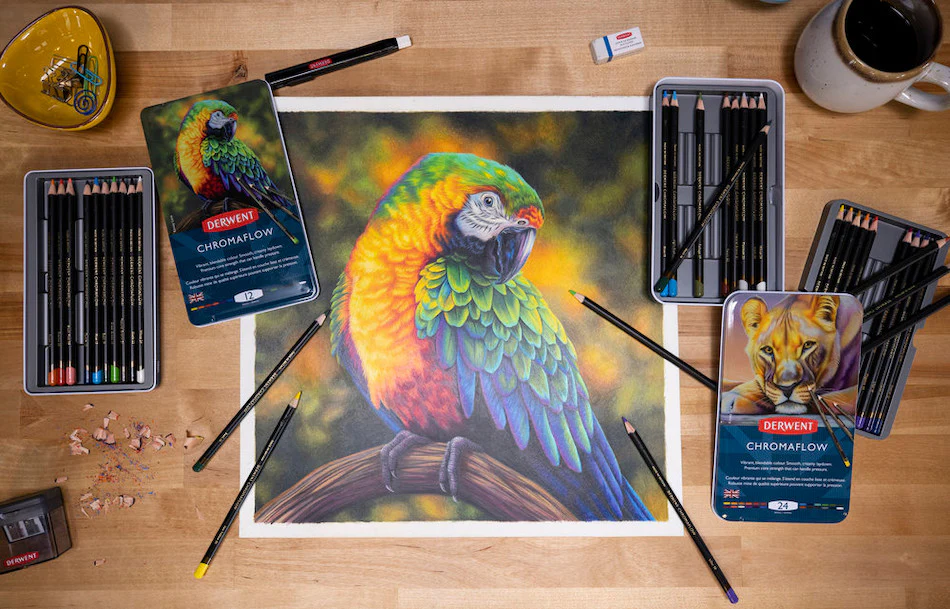 Derwent Chromaflow Coloured Pencils Tin of 12 - Image 3
