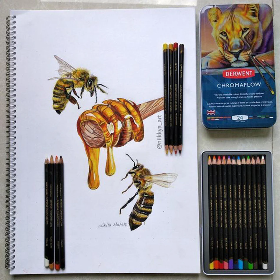 Derwent Chromaflow Coloured Pencils Tin of 12 - Image 7