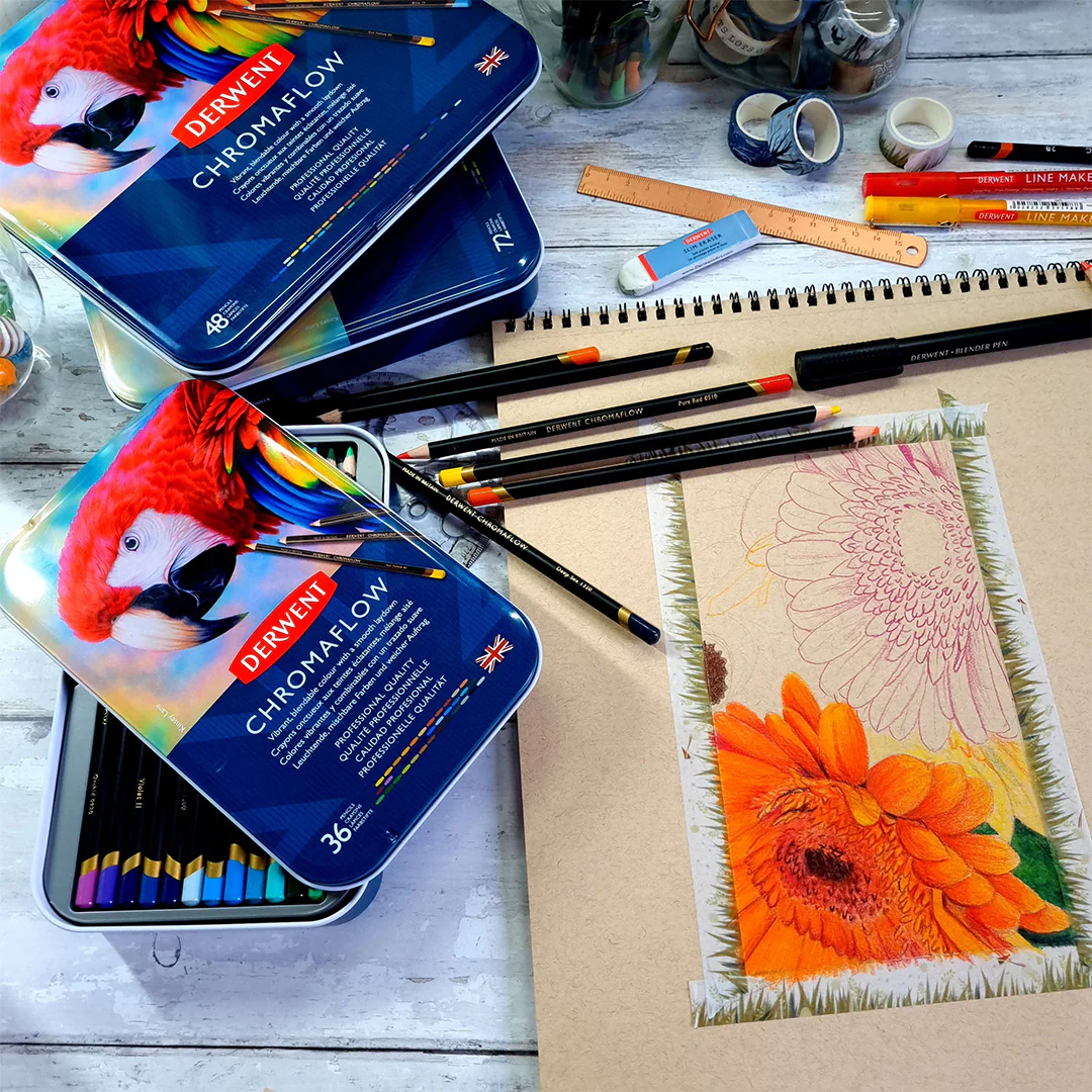 Derwent Chromaflow Coloured Pencils Tin of 36 - Image 4