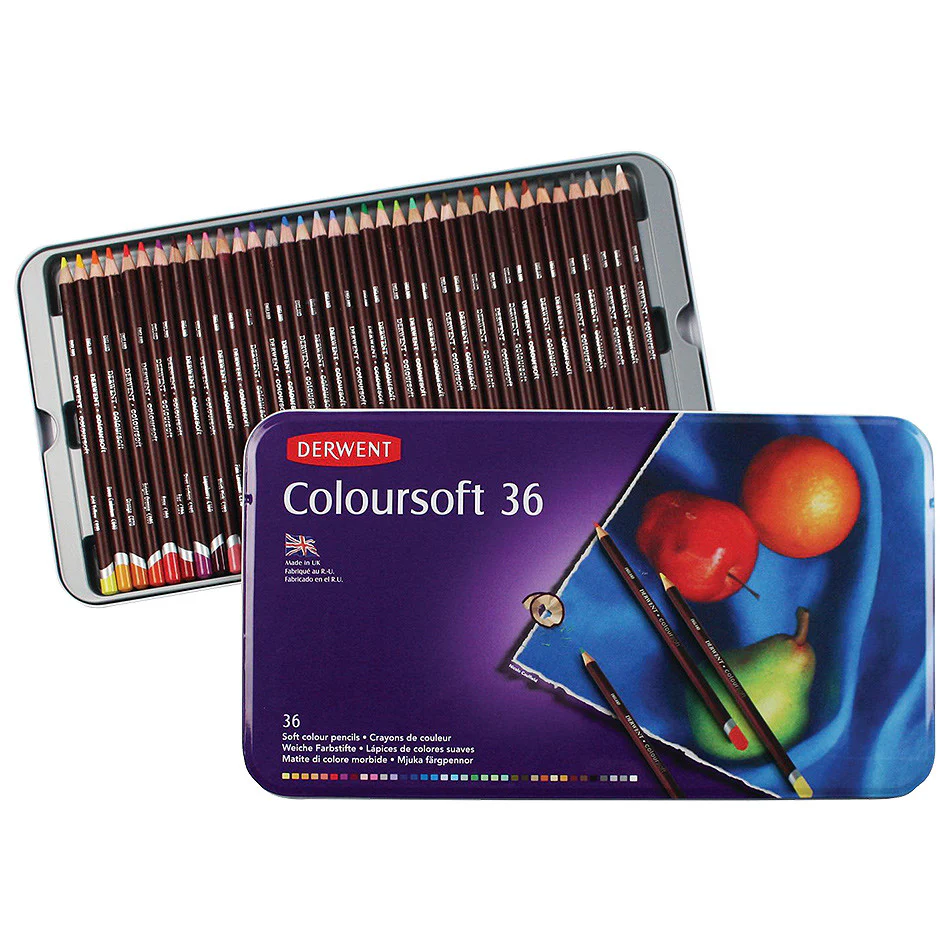 Derwent Coloursoft Coloured Pencil Tin of 36 - Image 2